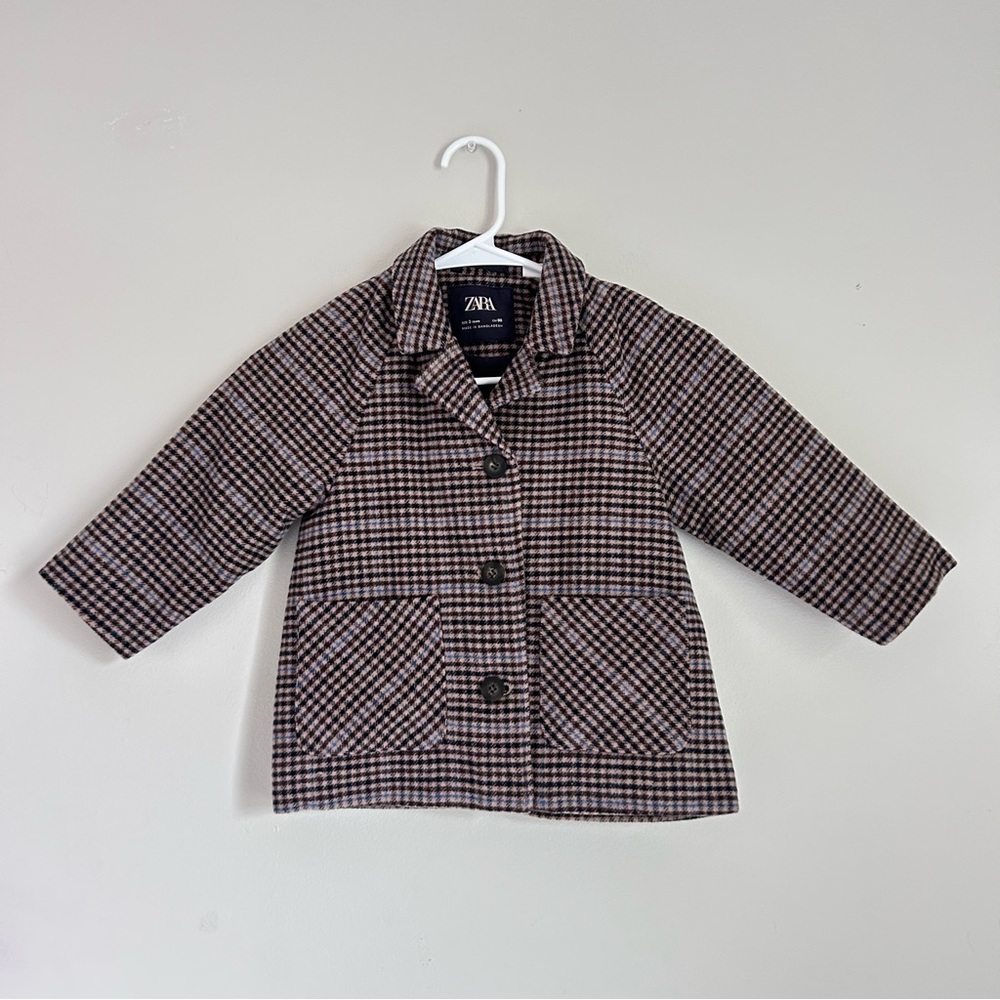 Zara Brown and Blue Checkered Coat